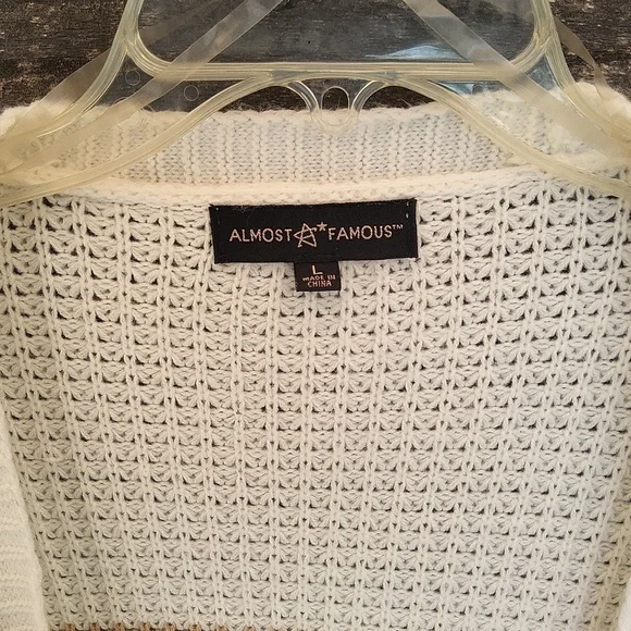 Almost Famous Color Block Cardigan Sweater Size Large - Picture 2 of 5